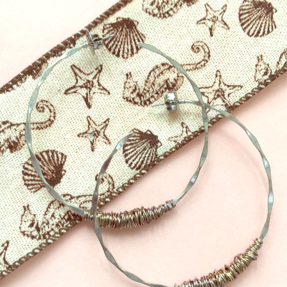 Robert Lee Morris silver and brass Hoop earrings